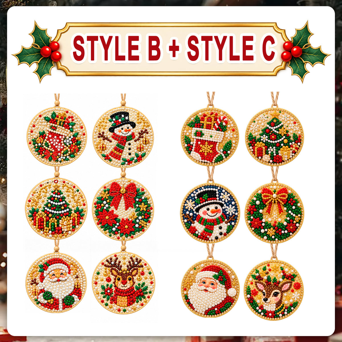 Christmas Diamond Painting Ornament Kit โ Sparkling DIY Tree Decorations & Holiday Craft Gift
