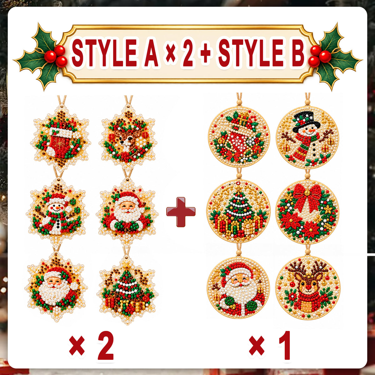 Christmas Diamond Painting Ornament Kit – Sparkling DIY Tree Decorations & Holiday Craft Gift