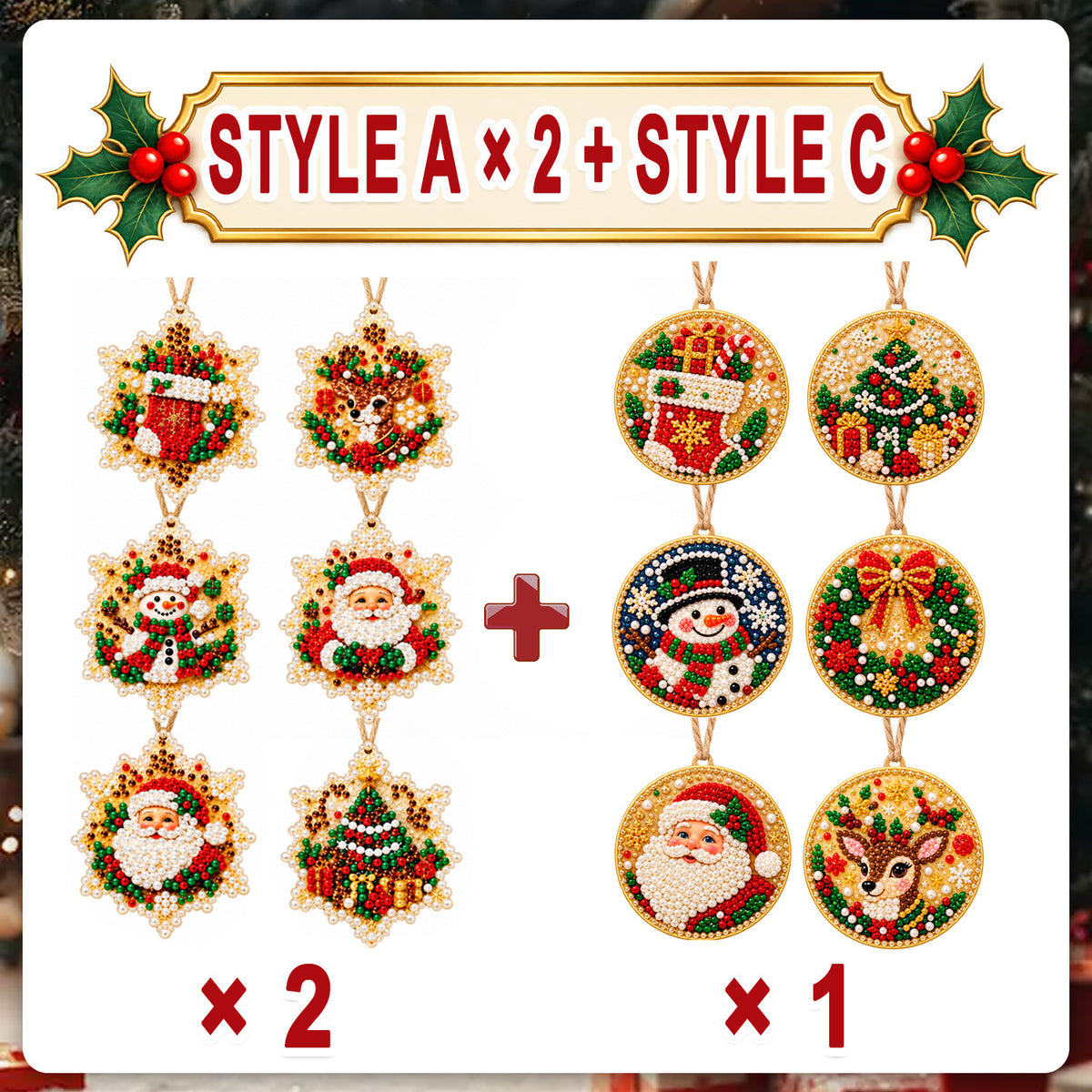 Christmas Diamond Painting Ornament Kit – Sparkling DIY Tree Decorations & Holiday Craft Gift