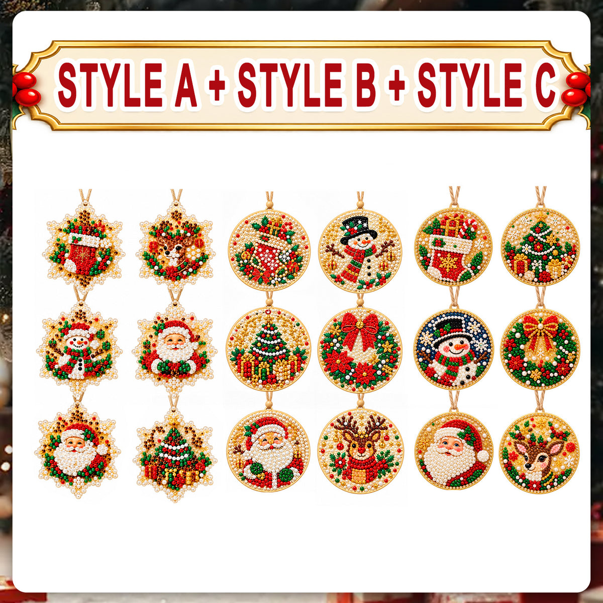 Christmas Diamond Painting Ornament Kit – Sparkling DIY Tree Decorations & Holiday Craft Gift