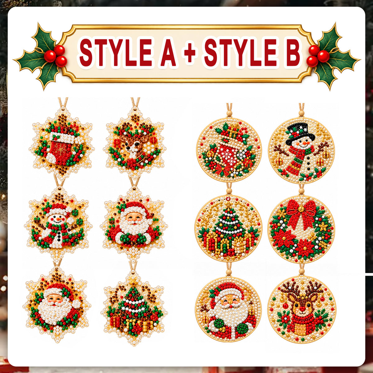 Christmas Diamond Painting Ornament Kit – Sparkling DIY Tree Decorations & Holiday Craft Gift
