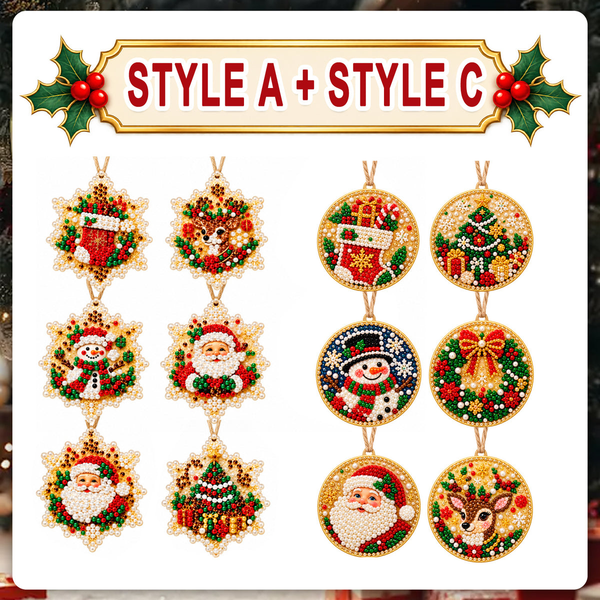 Christmas Diamond Painting Ornament Kit – Sparkling DIY Tree Decorations & Holiday Craft Gift