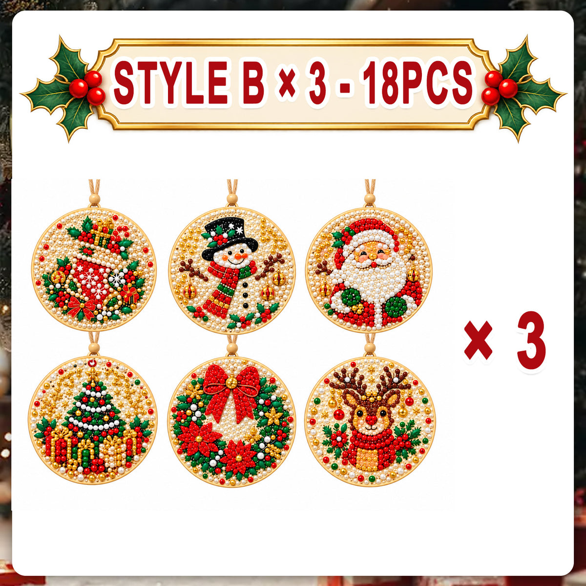 Christmas Diamond Painting Ornament Kit – Sparkling DIY Tree Decorations & Holiday Craft Gift