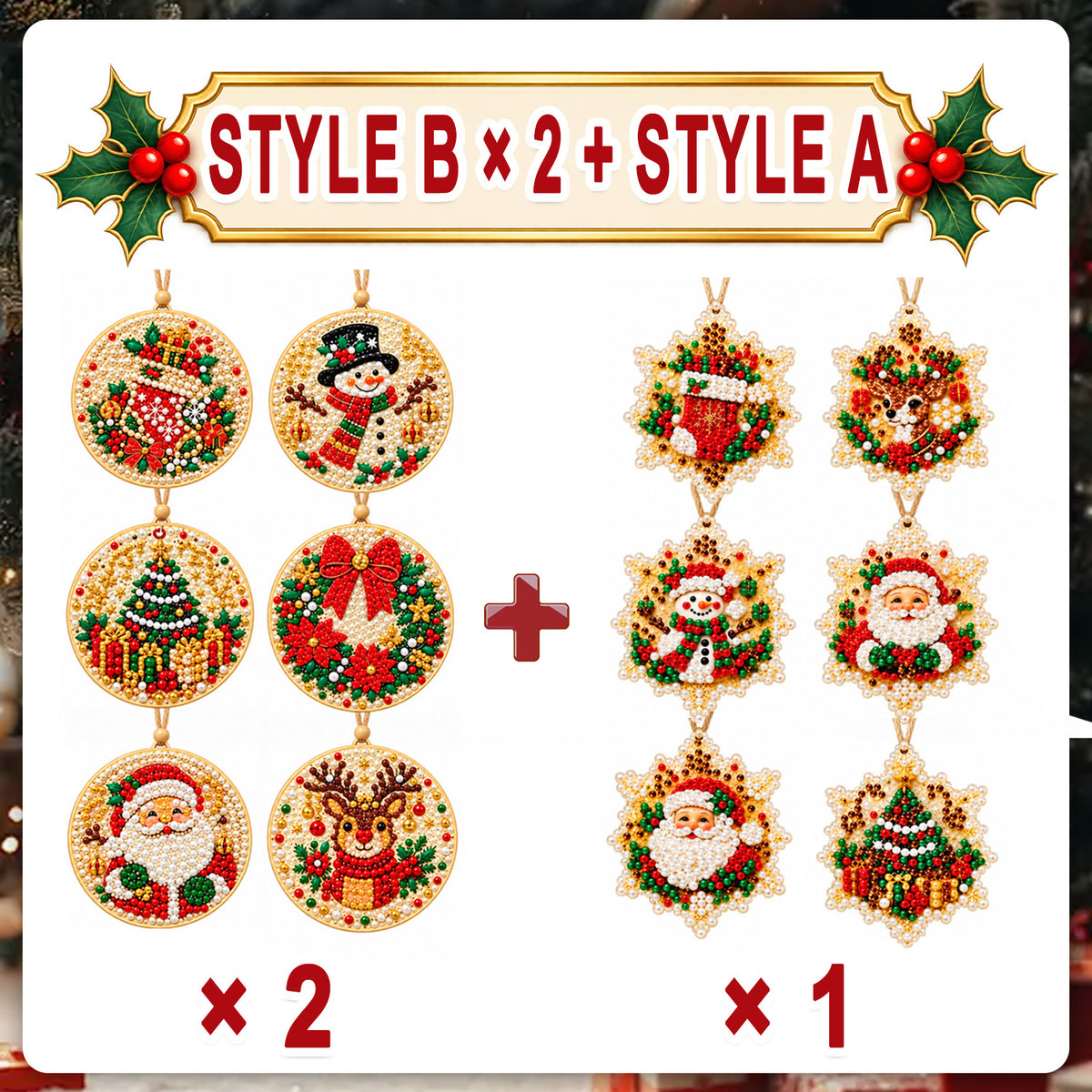 Christmas Diamond Painting Ornament Kit – Sparkling DIY Tree Decorations & Holiday Craft Gift