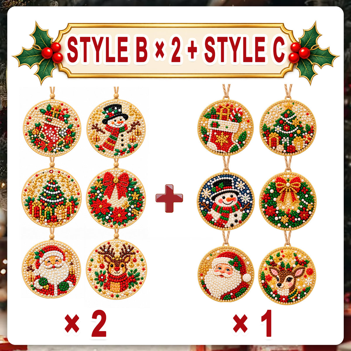 Christmas Diamond Painting Ornament Kit – Sparkling DIY Tree Decorations & Holiday Craft Gift