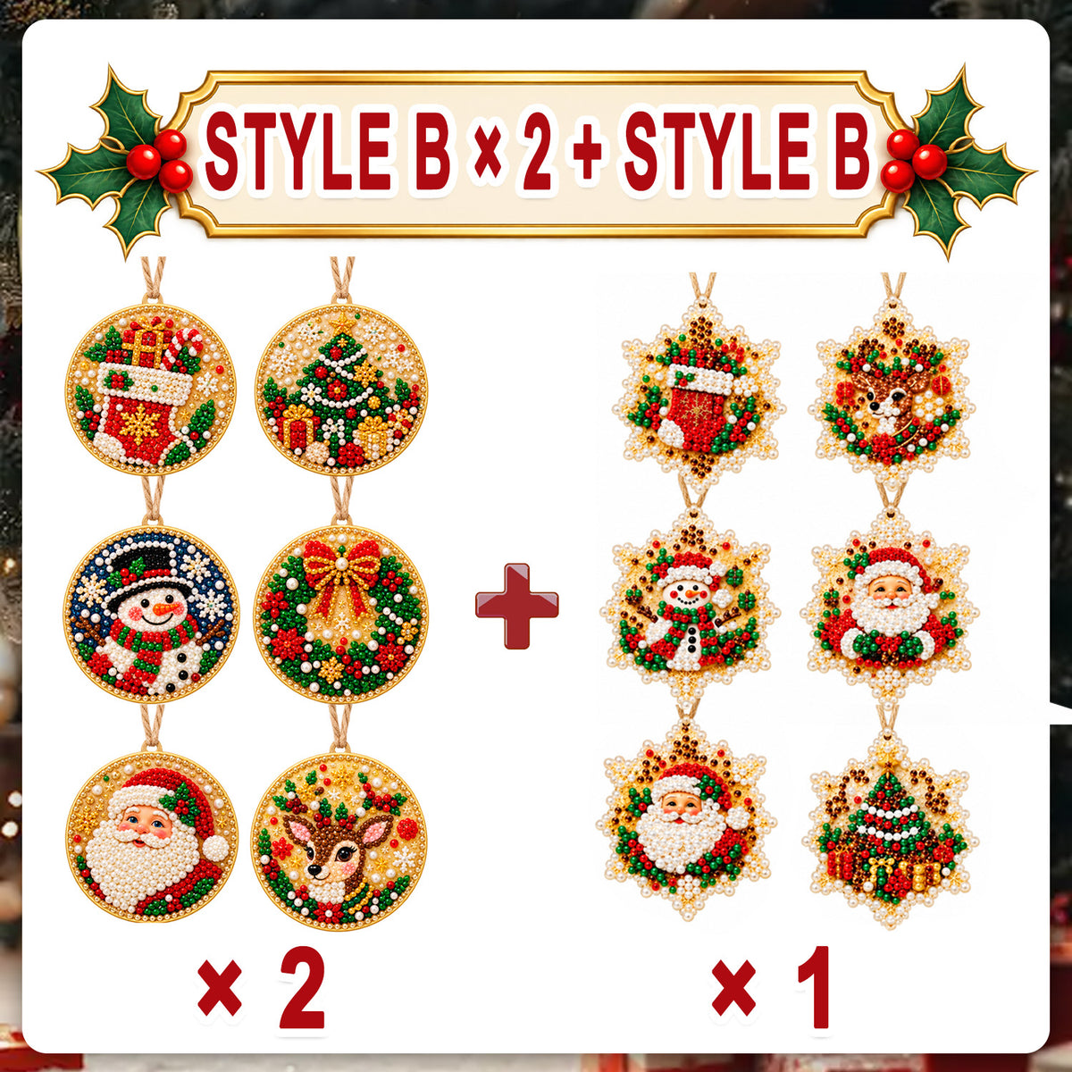 Christmas Diamond Painting Ornament Kit – Sparkling DIY Tree Decorations & Holiday Craft Gift