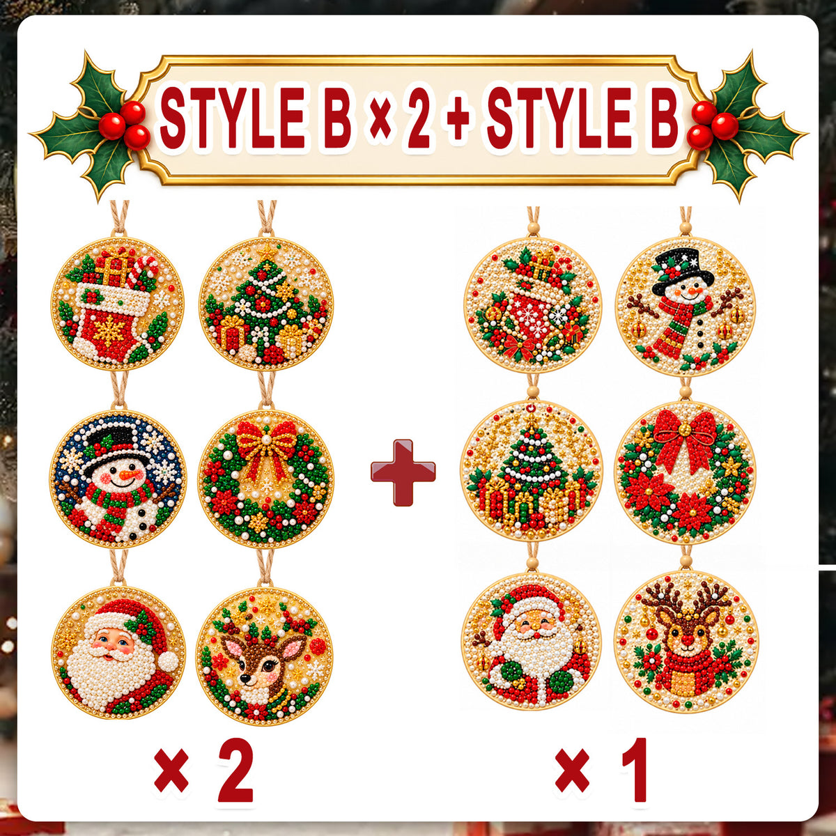 Christmas Diamond Painting Ornament Kit – Sparkling DIY Tree Decorations & Holiday Craft Gift